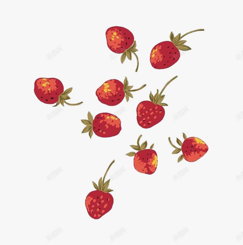 散乱的草莓png免抠素材_新图网 https://ixintu.com 底纹 手绘 水果 草莓 食物