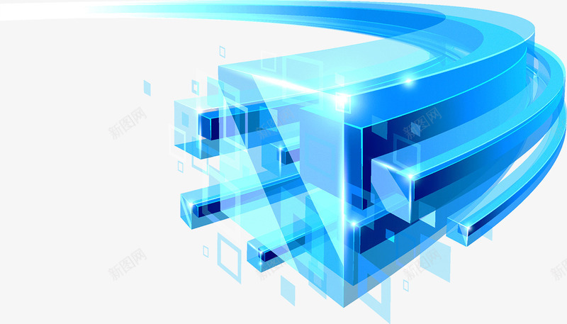 蓝色科技背景png免抠素材_新图网 https://ixintu.com 流线 科技 立体 线型 背景 蓝色