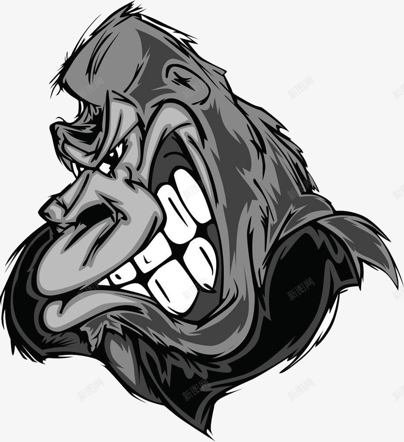 愤怒的醒醒png免抠素材_新图网 https://ixintu.com 元素 恐惧 效果 猴脸 设计