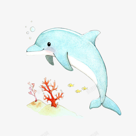 海底的小海豚png免抠素材_新图网 https://ixintu.com 动物 可爱 小鱼 海豚