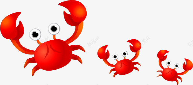 可爱螃蟹png免抠素材_新图网 https://ixintu.com AI 夏天 手绘 沙滩 海边 红色 螃蟹