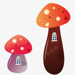 童话屋子2个蘑菇小屋子高清图片