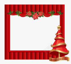 红色圣诞树装饰相框素材