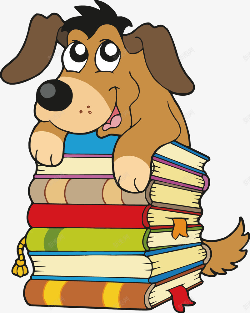 书本与狗png免抠素材_新图网 https://ixintu.com 书本 卡通 学习用具 彩色 手绘 狗狗