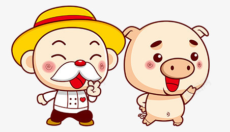 卡通老头和猪可爱png免抠素材_新图网 https://ixintu.com 卡通 可爱 老头