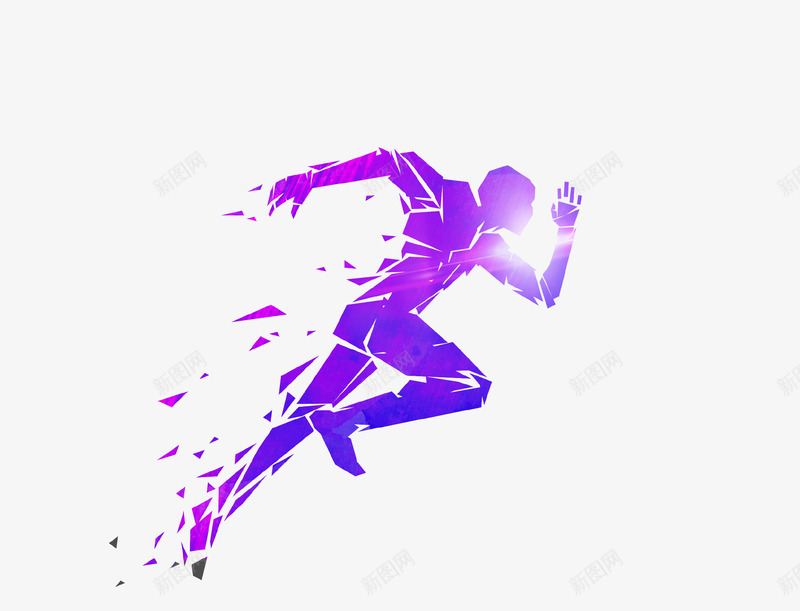 紫色炫酷奔跑的人插画psd免抠素材_新图网 https://ixintu.com 人物 奔向希望素材 奔跑 插画 炫酷 碎片 紫色 运动 锻炼