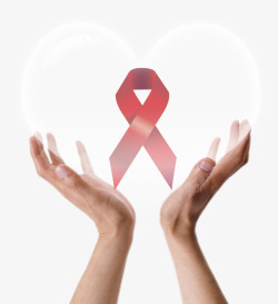 艾滋病红丝带标关爱之手高清图片