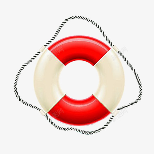 游泳圈元素png免抠素材_新图网 https://ixintu.com 旅行 游泳圈 白色 红色 绳子