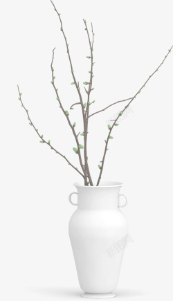 白色树枝素材花瓶插花高清图片