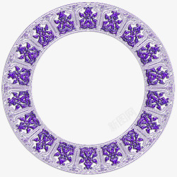 手绘紫色圆形相框素材