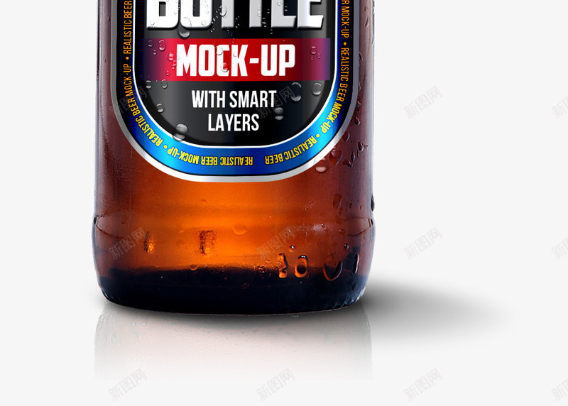 啤酒瓶一个psd免抠素材_新图网 https://ixintu.com 啤酒瓶 效果图 棕色 泡沫