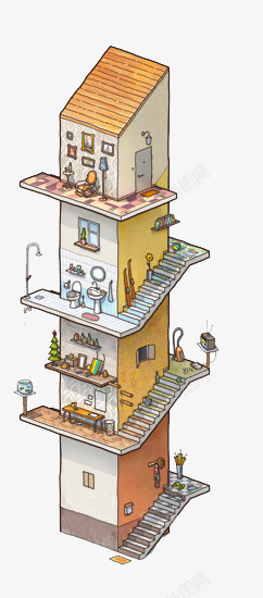 卡通楼梯房子素材