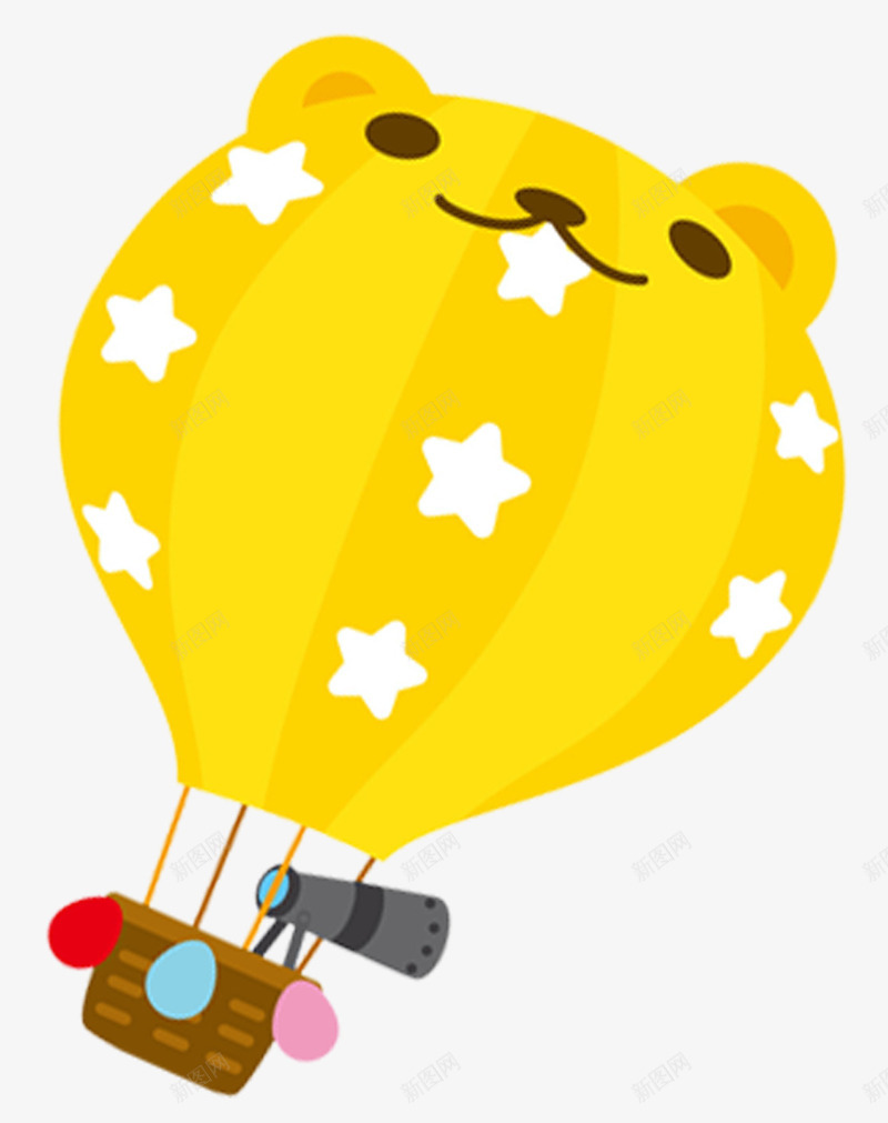 热气球熊png免抠素材_新图网 https://ixintu.com 卡通手绘 国庆PNG 国庆节 小熊气球 抓气球的熊 热气球 黄色熊
