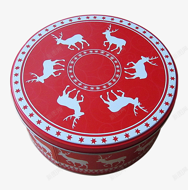 红色的麋鹿铁盒png免抠素材_新图网 https://ixintu.com 圆形 收纳 白色 盒子 红色 铁盒 麋鹿