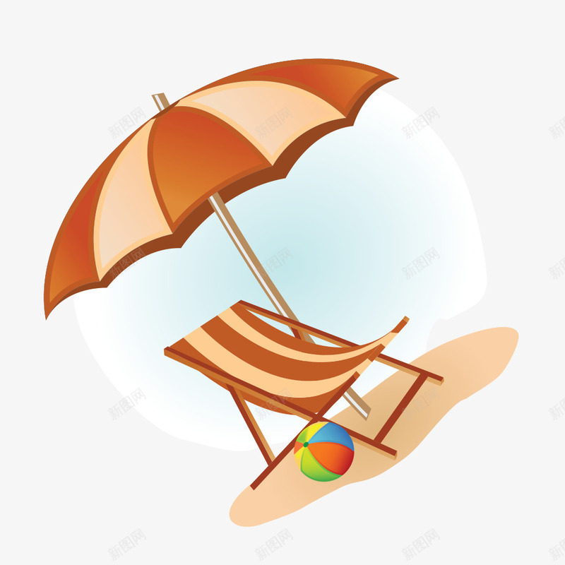 太阳伞和躺椅png免抠素材_新图网 https://ixintu.com 卡通 手绘 沙滩 沙滩太阳伞 沙滩椅 海边 简图