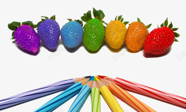 彩色草莓彩色铅笔png免抠素材_新图网 https://ixintu.com 多色 彩色 缤纷 草莓 铅笔