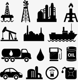 黑色仪表能源化工石油制造行业等图标高清图片