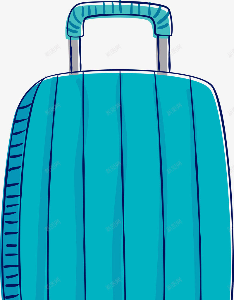 手绘涂鸦蓝色拉杆箱png免抠素材_新图网 https://ixintu.com 出差 卡通 手绘拉杆箱 手绘涂鸦 手绘行李箱 旅行 箱包