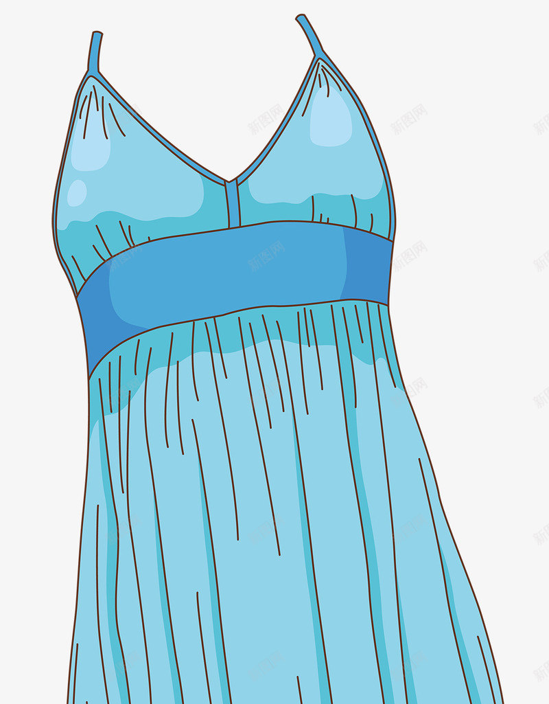 蓝色吊带沙滩裙png免抠素材_新图网 https://ixintu.com 吊带裙 夏装 服装 服饰 沙滩裙 蓝色 衣物 裙子