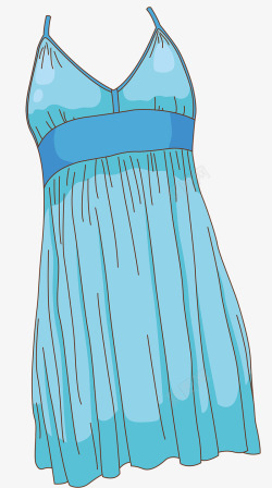 蓝色吊带沙滩裙素材