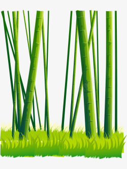 卡通手绘翠绿竹子矢量图素材