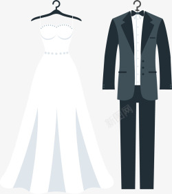 穿着优雅礼服爱情婚礼结婚礼服矢量图高清图片