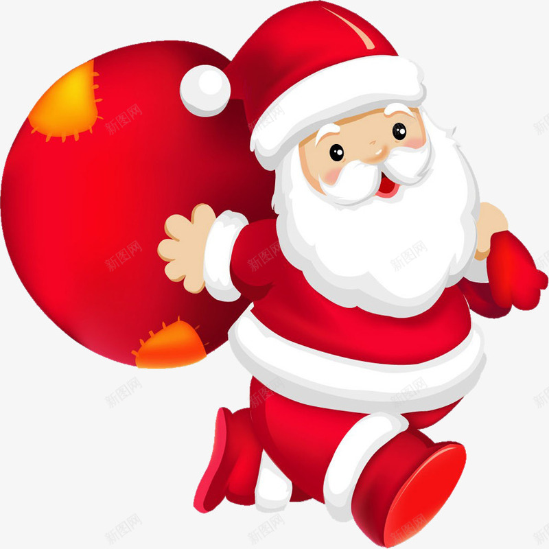 卡通圣诞老人装饰元素png免抠素材_新图网 https://ixintu.com 元素 卡通 圣诞老人 圣诞节老公公 背包袱的圣诞老人 背着包袱 装饰
