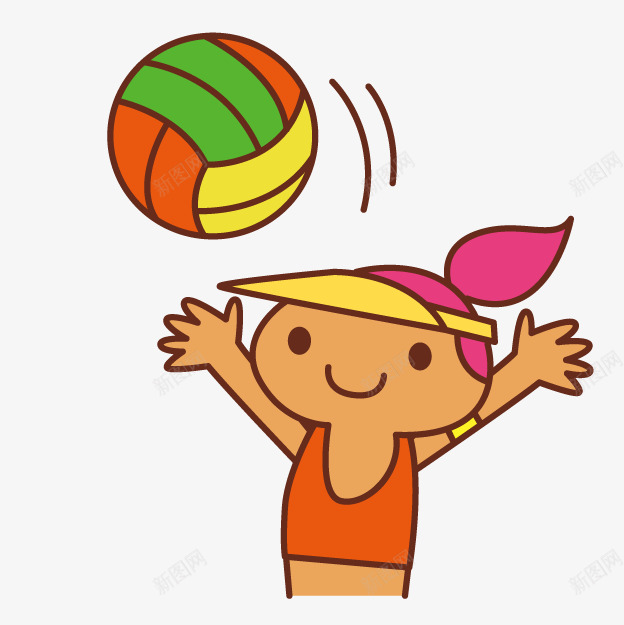 卡通女孩png免抠素材_新图网 https://ixintu.com 卡通 卡通女孩 女孩 排球 沙滩排球