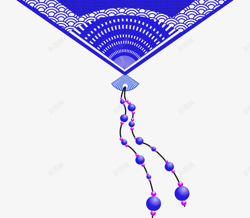 蓝色中国风扇子装饰图案png免抠素材_新图网 https://ixintu.com 中国风 免抠PNG 扇子 蓝色 装饰图案