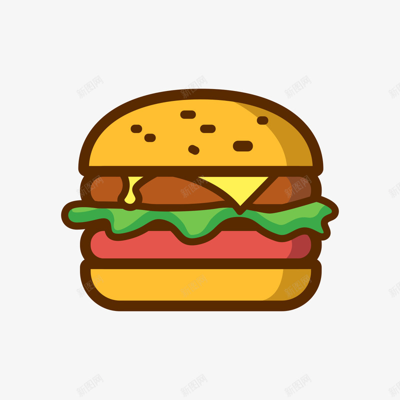 彩色手绘汉堡美食元素图标png_新图网 https://ixintu.com 卡通图标 圆点 彩色 快餐 手绘 汉堡 美食 蔬菜 食物