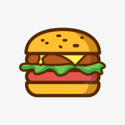 手绘圆点彩色手绘汉堡美食元素图标高清图片