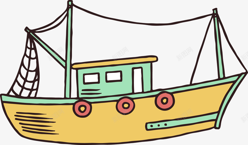 船只png免抠素材_新图网 https://ixintu.com 卡通 帆船 手绘 木船 水上工具 渔船 渔船插图 渔船矢量 船 轮船