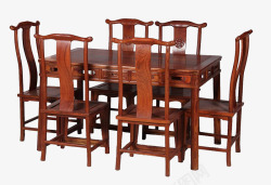 传统桌椅传统餐桌红木桌椅七件套高清图片