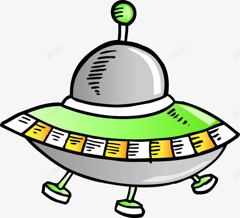 卡通飞碟矢量图ai免抠素材_新图网 https://ixintu.com UFO 外星飞碟 手绘飞碟 科幻 矢量图