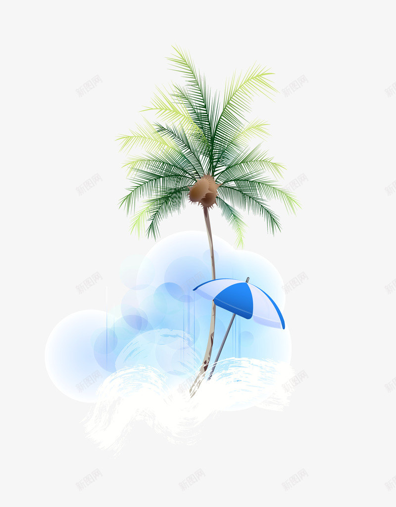 椰树太阳伞png免抠素材_新图网 https://ixintu.com 太阳伞 椰树 沙滩 海滩