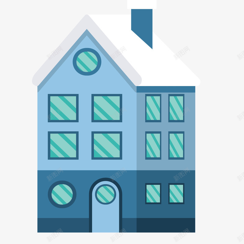 卡通立体蓝色的房屋矢量图ai免抠素材_新图网 https://ixintu.com 卡通 房子设计 房屋设计 立体 蓝色 矢量图
