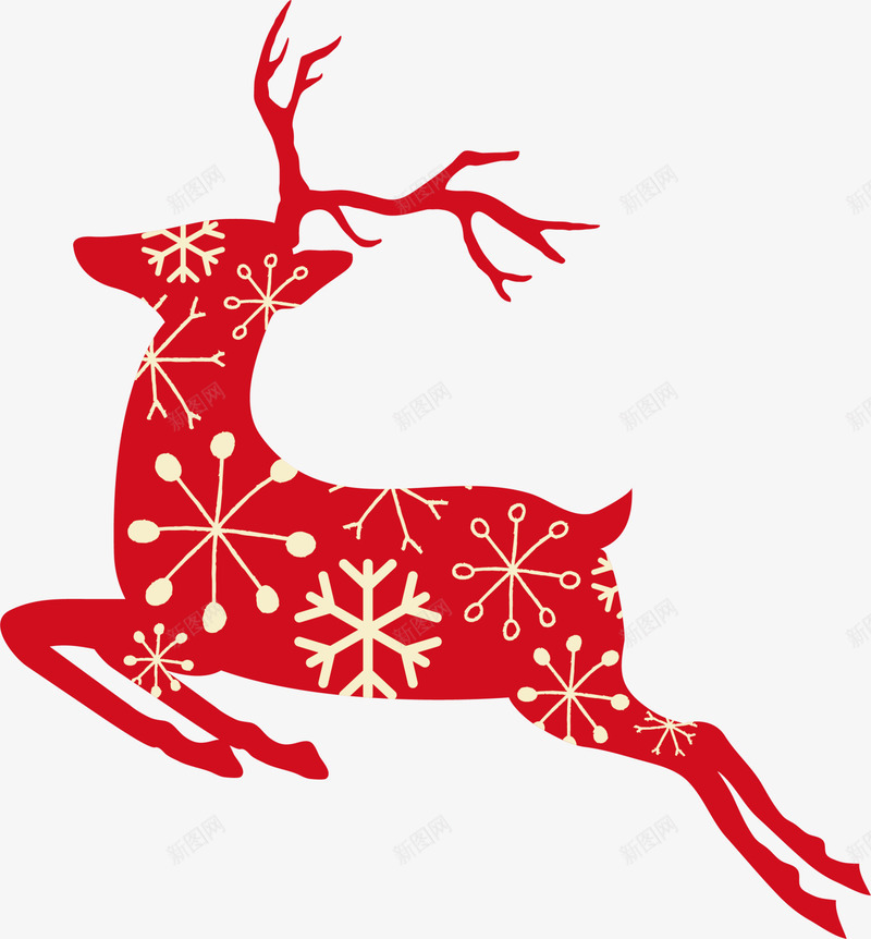 红色雪花圣诞麋鹿png免抠素材_新图网 https://ixintu.com Christma Christmas Merry 一只麋鹿 圣诞快乐 圣诞节 奔跑驯鹿 红色麋鹿 驯鹿