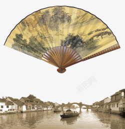 折扇剪影中国风图标手绘中国风中国风江高清图片