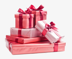 粉色礼物盒子一堆粉色丝带礼物盒高清图片