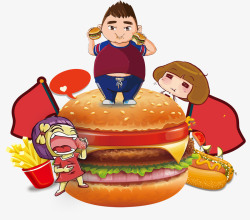 大胃王汉堡热狗和薯条高清图片