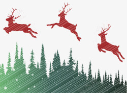 雪花丝带背景图片圣诞节森林麋鹿高清图片