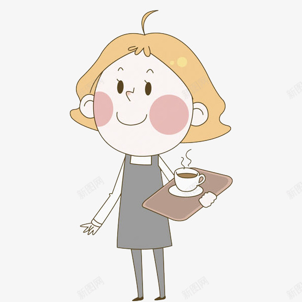 端着咖啡的女服务员png免抠素材_新图网 https://ixintu.com 卡通 可爱的 咖啡 女人 手绘 服务员 漂亮的 盘子