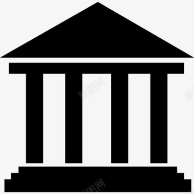 典雅的仿古建筑的形状与柱图标图标