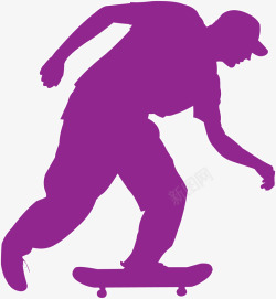 紫色扁平滑板少年素材