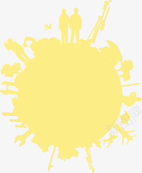 图形阴影png免抠素材_新图网 https://ixintu.com 人物 图形 地球 多边形 树木 阴影 黄色