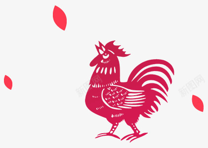 红色的大公鸡png免抠素材_新图网 https://ixintu.com 2017年 剪纸 新年 红色 鸡年