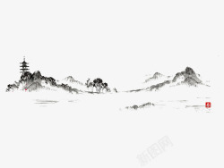 素气素雅中国风山水墨画高清图片