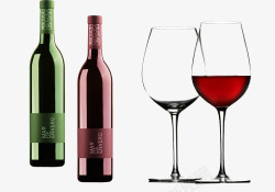 玻璃质地勃艮第红葡萄酒杯和红酒高清图片