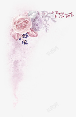 花卉花边设计手绘粉色文艺花边高清图片