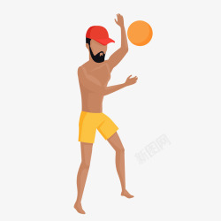 大胡子男子玩沙滩球人物背景装饰高清图片